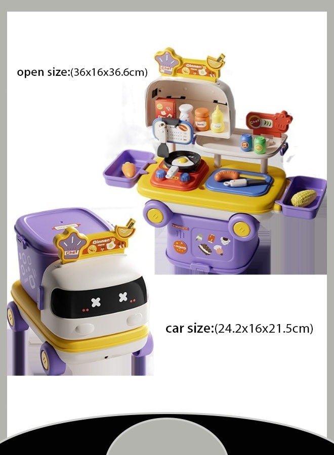 Kids Kitchen Toys Multifunctional Storage Educational Toys Kids Educational Role Play Kitchen Toy Set with Storage Box and Tow Rope Kitchen Utensils for Toddlers - Image 2