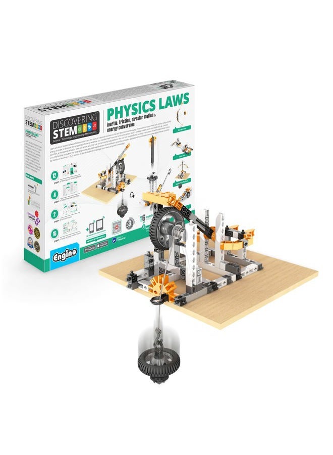 Engino ENG STEM902 Physics Laws Inertia, Friction, Circular Motion and Energy Conservation Building Set 118 Piece Blue, Physics Master Set - Image 1