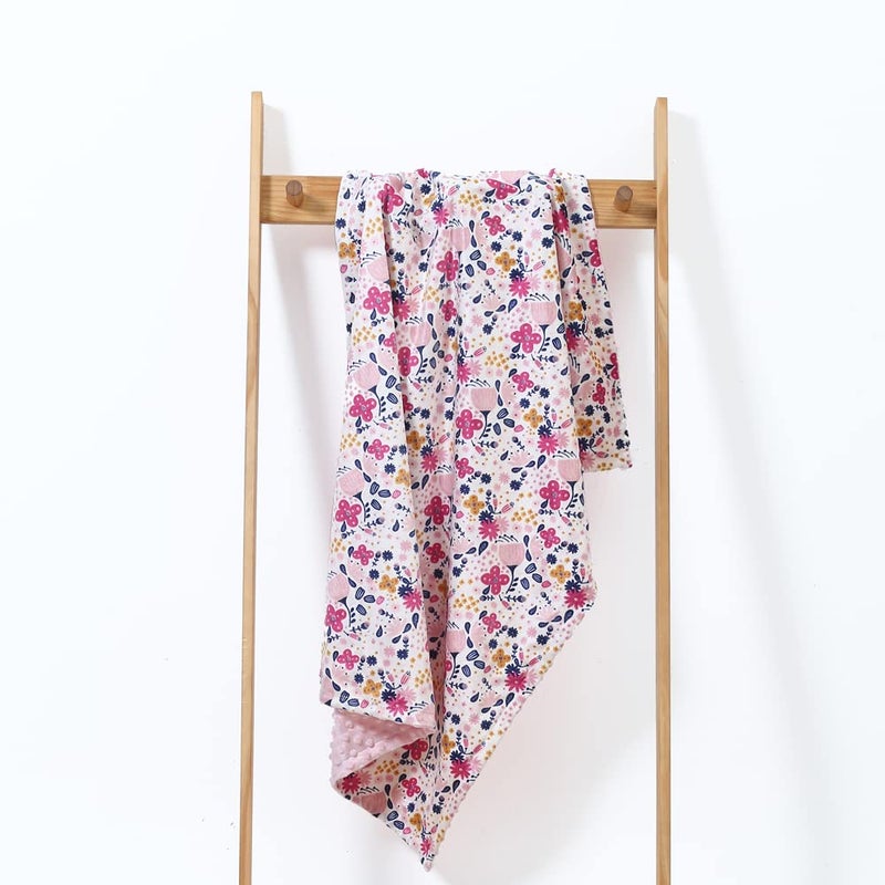 CREVENT Minky Floral Baby Blanket for Girls, Soft Plush Receiving Crib Blanket for Newborns Toddlers Bedding - Flowers 30x40 Inches - Image 3