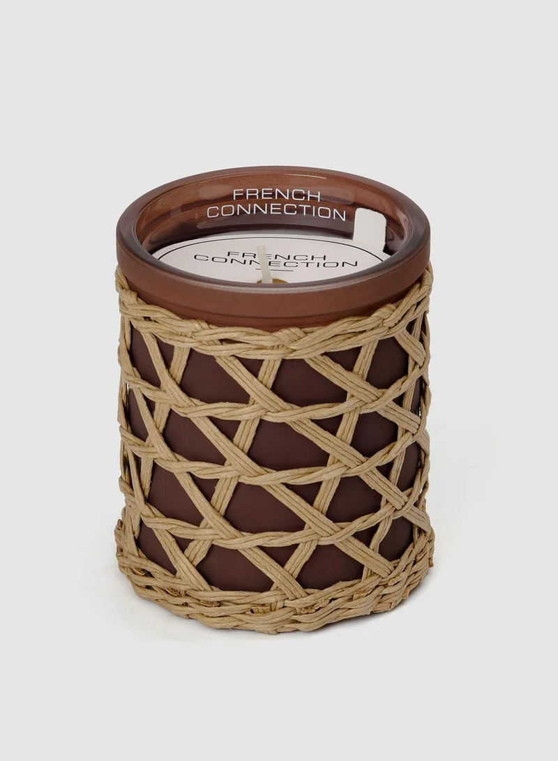 French Connection Woven Detail Brown Black Cherry & Cedarwood Candle 200G