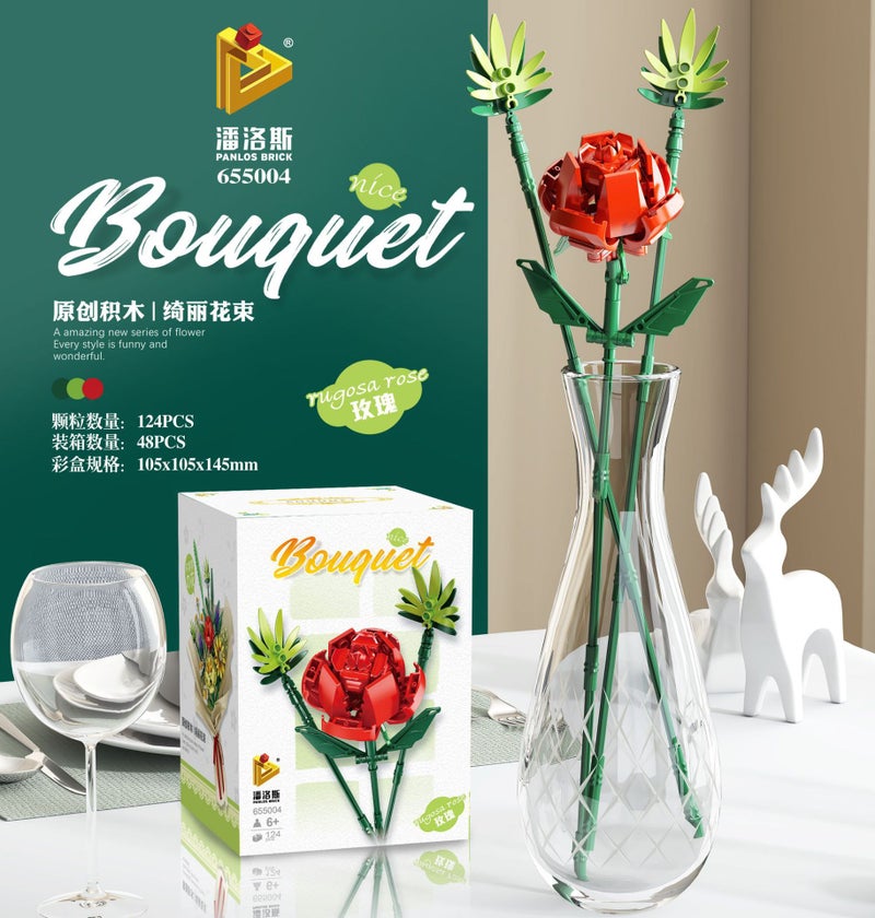 Panlos Bouquet Building Blocks Rose Couple Gift Diy Toy Gift For Girls Valentine'S Day Gift - Image 1