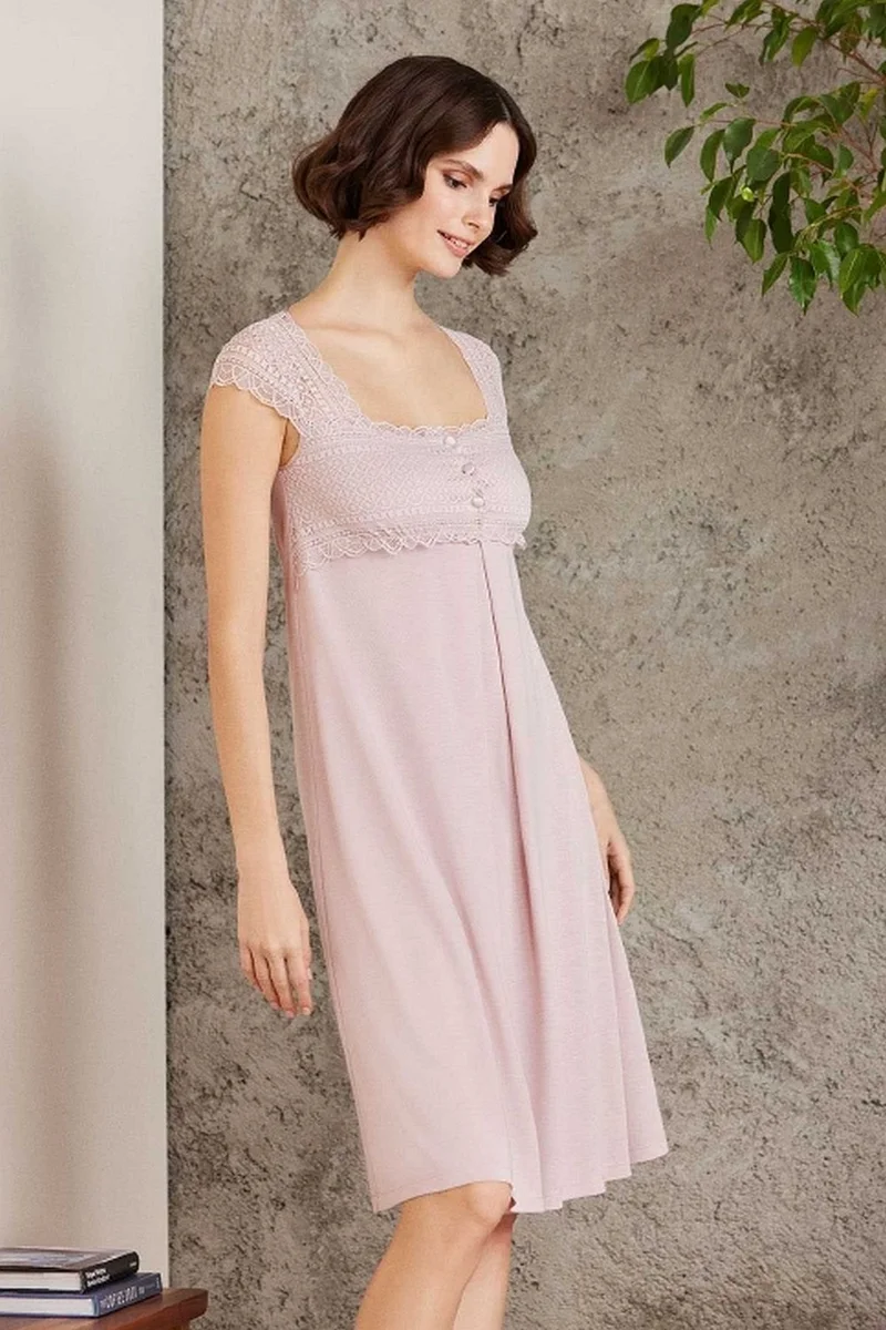بيير كاردان 4005 Maternity Dressing Gown Nightgown Set-Powder