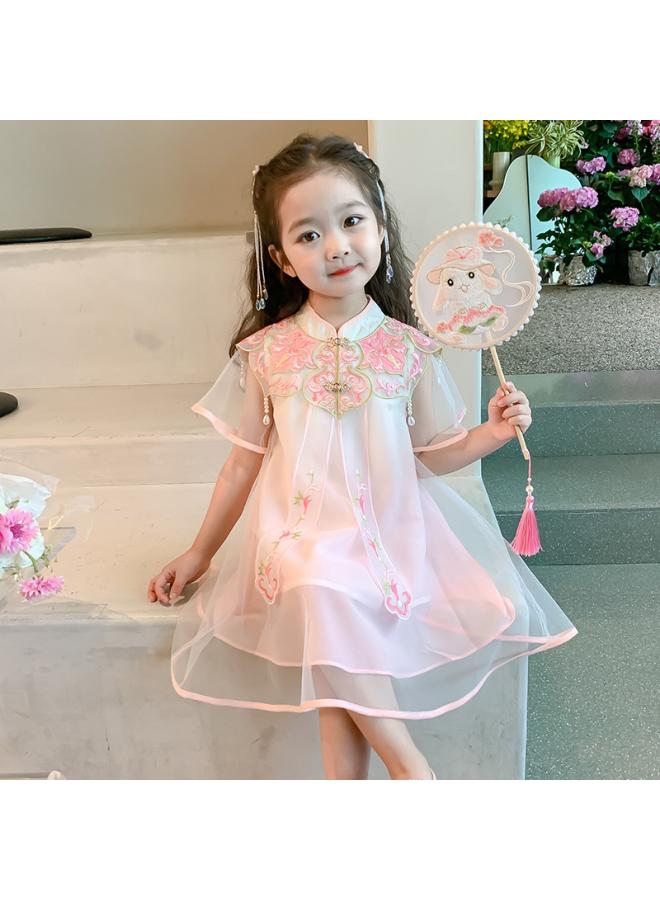 Girls' Dress Summer New Hanfu Short-sleeved Children's Princess Dress Girls' Children's Wear Summer Children's Skirt 
