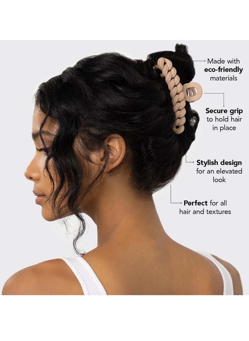 Kitsch - Kitsch Recycled Plastic Large Claw Clip, Big Chain Hair Clips for Women, Large Hair Claw Clips & Jaw Clips, Big Claw Clips for Thick Hair, Claw Hair Clips for Girls (3pc Set Large Neutrals) - Image 1