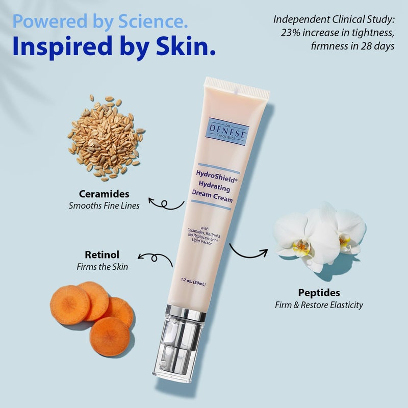 Dr. Denese HydroShield Dream Cream 1.7 oz â€“ Advanced Moisturizer with Ceramides, Retinol and Peptides for Smooth Radiant Skin, Improved Elasticity and Deep Hydration â€“ Doctor Developed, Cruelty Free - Image 4