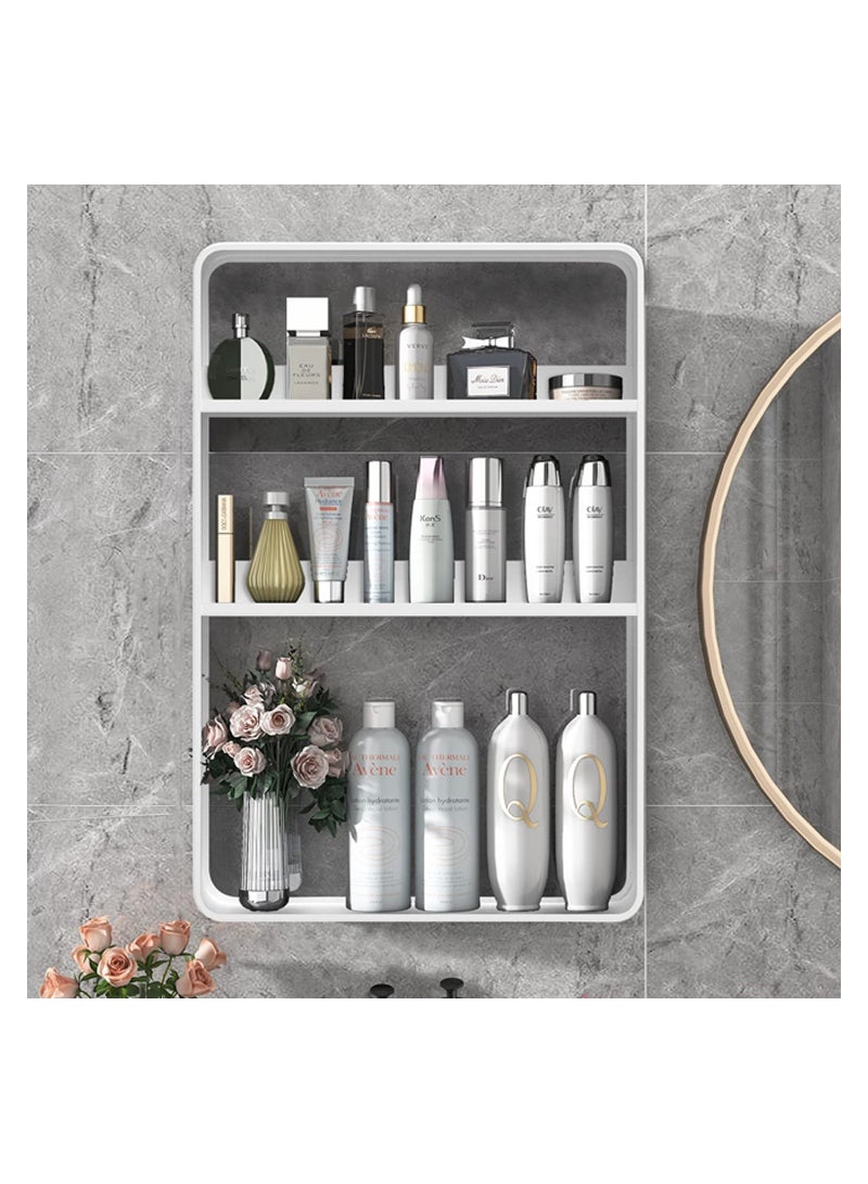 GGEROU 3 Tier Bathroom Shelf Wall Mounted, Self Adhesive Shower Shelves, Stainless Steel Wall Hanger Storage Rack White - Image 1