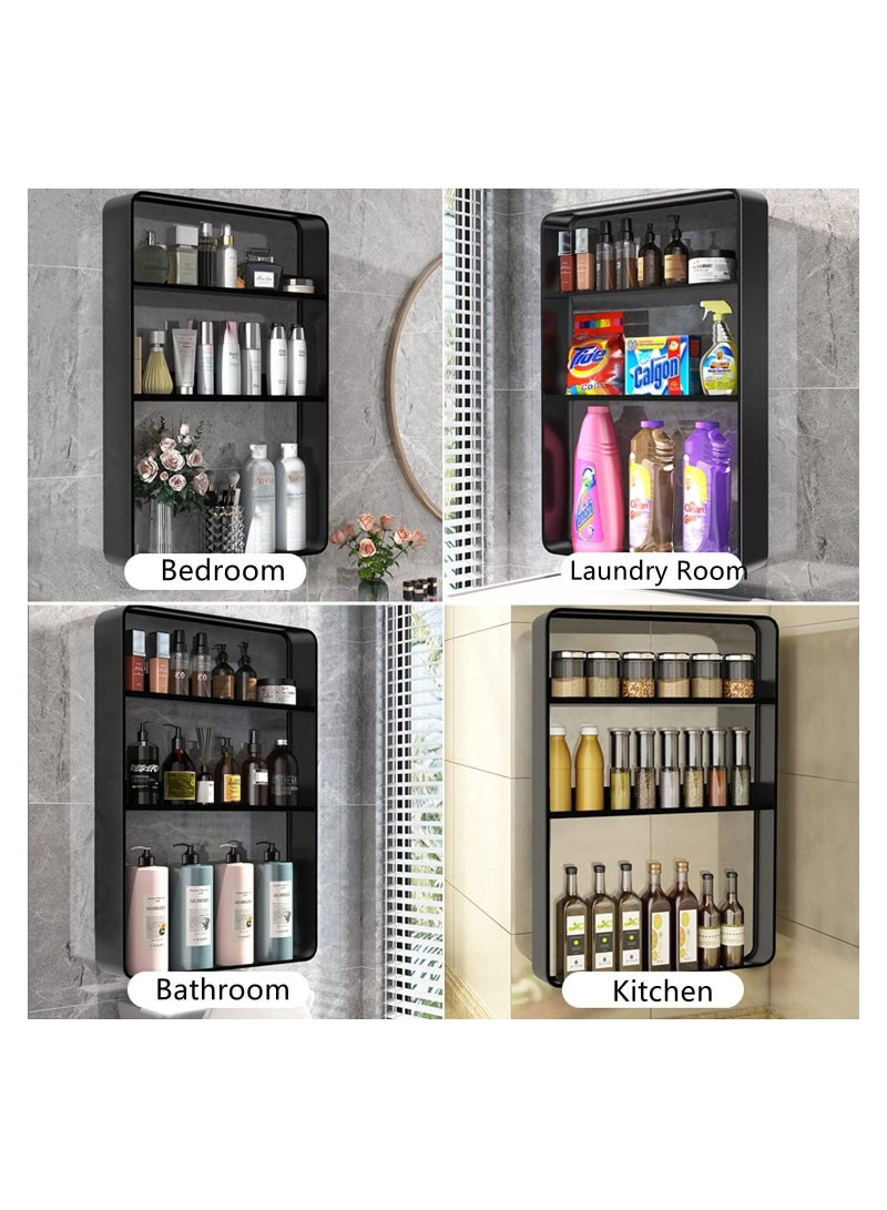 GGEROU 3 Tier Bathroom Shelf Wall Mounted, Self Adhesive Shower Shelves, Stainless Steel Wall Hanger Storage Rack White - Image 2