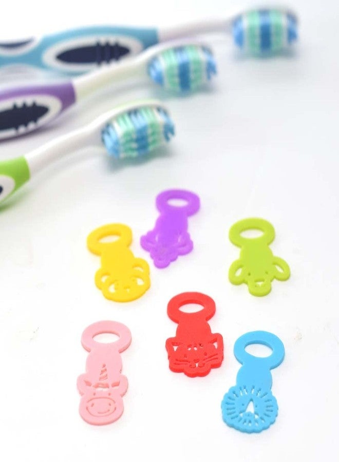 Name-Me ARG Toothbrush Markers. Silicone Labels for Toothbrush Identification. Bathroom Storage and Organization Accessories. Pack of 6 Identifier Tags in Different Designs and Colors - Image 3