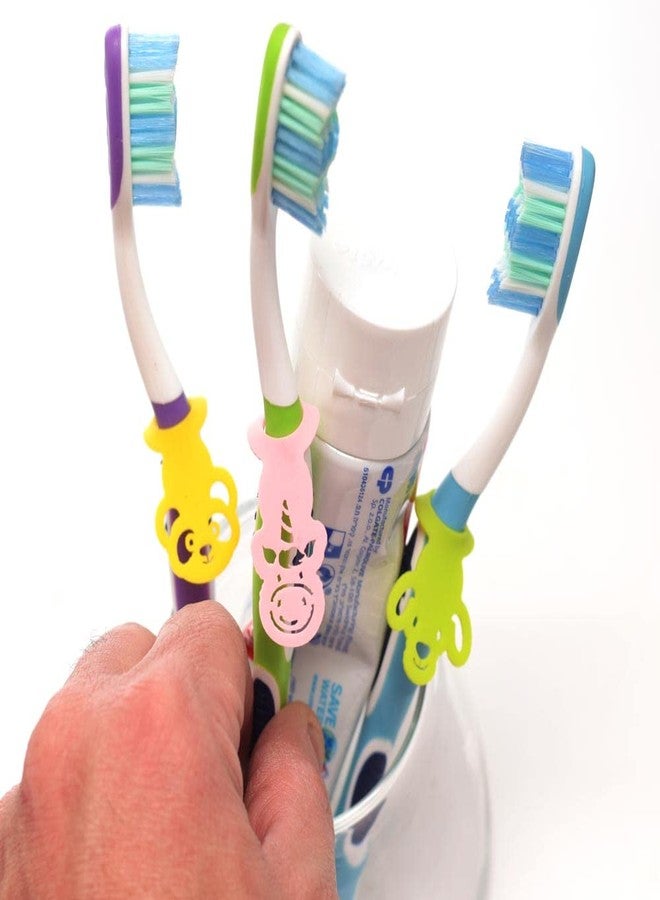Name-Me ARG Toothbrush Markers. Silicone Labels for Toothbrush Identification. Bathroom Storage and Organization Accessories. Pack of 6 Identifier Tags in Different Designs and Colors - Image 4