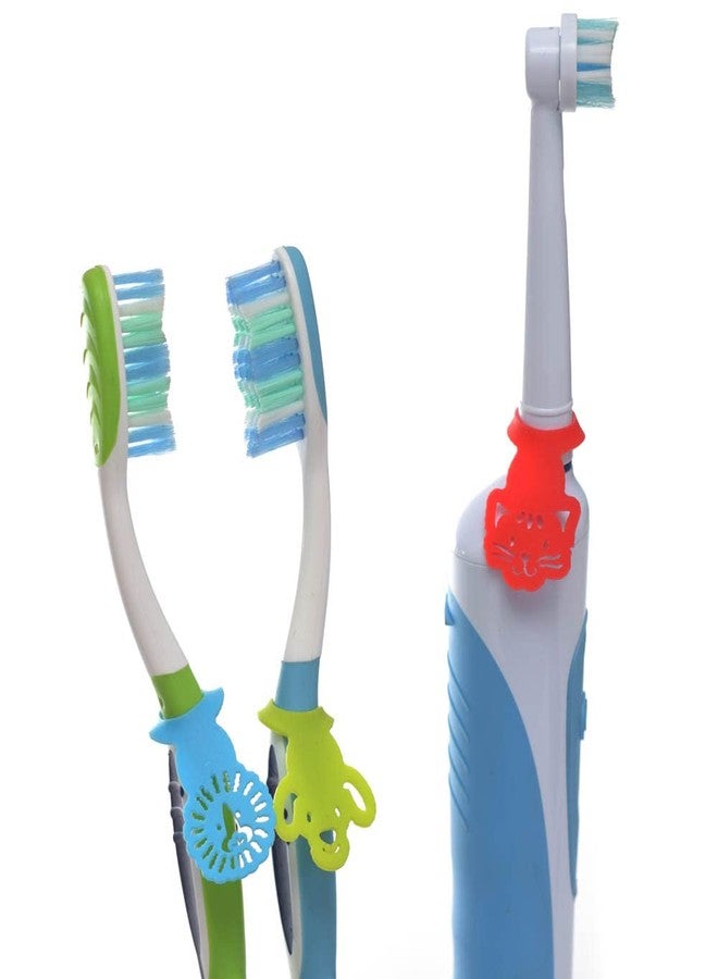 Name-Me ARG Toothbrush Markers. Silicone Labels for Toothbrush Identification. Bathroom Storage and Organization Accessories. Pack of 6 Identifier Tags in Different Designs and Colors - Image 2