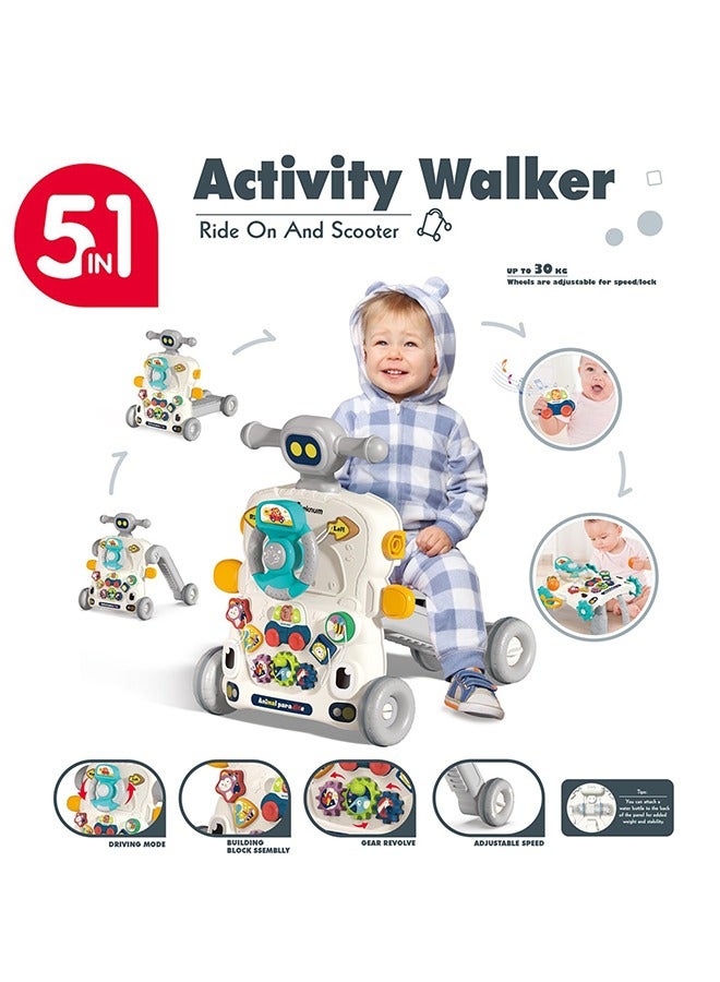 TEKNUM 5 in 1 Baby Walker With Musical Keyboard - Grey - Image 5