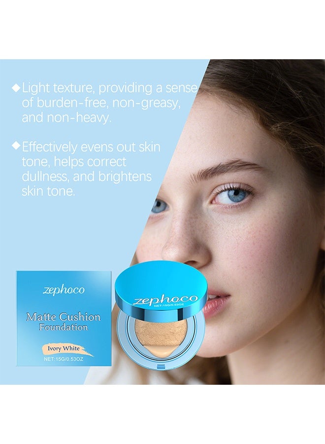 زيفوكو وسادة هواء كريم إصلاح البشرة بلون العاج الأبيض المطفي - مرطب، خفيف الوزن، ناعم، تغطية طبيعية، تفتيح، يدوم طويلاً - Image 4