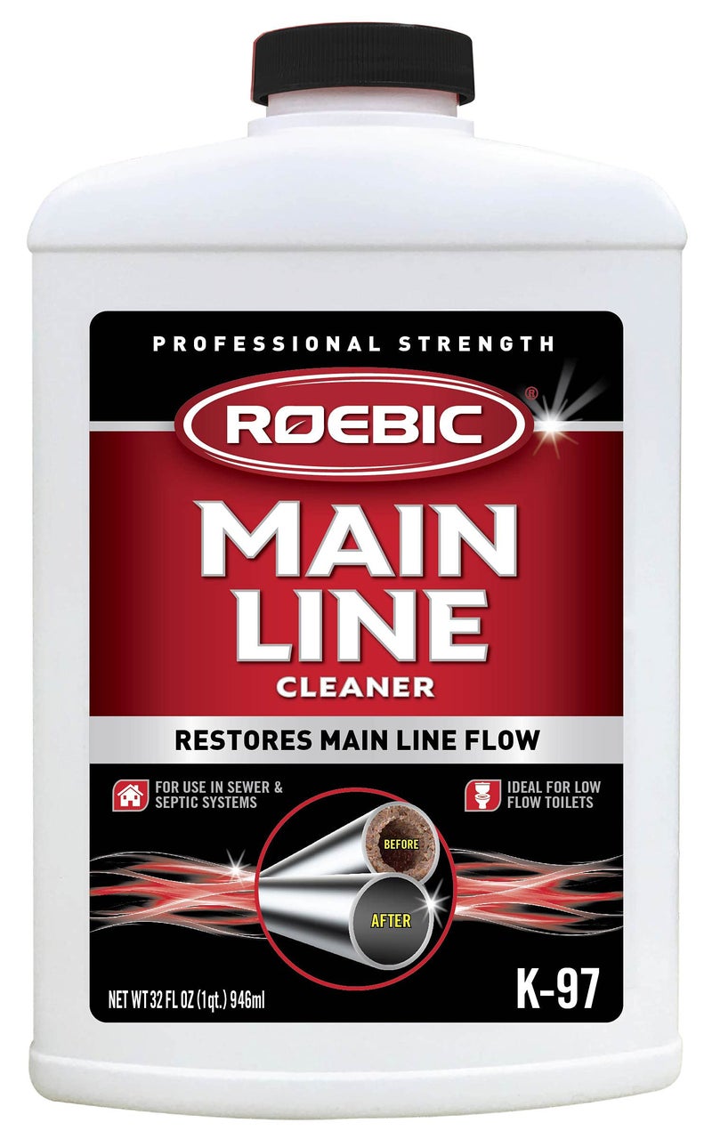 Roebic K-97 Main Line Cleaner: Exclusive Bacteria Digests Paper, Fats, and Grease in Sewer and Septic Systems - 32 Ounces, Liquid - Image 1