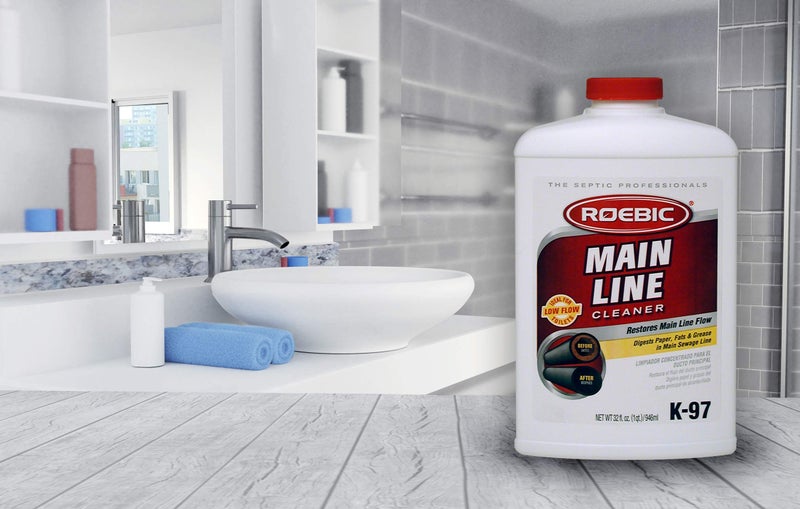 Roebic K-97 Main Line Cleaner: Exclusive Bacteria Digests Paper, Fats, and Grease in Sewer and Septic Systems - 32 Ounces, Liquid - Image 4