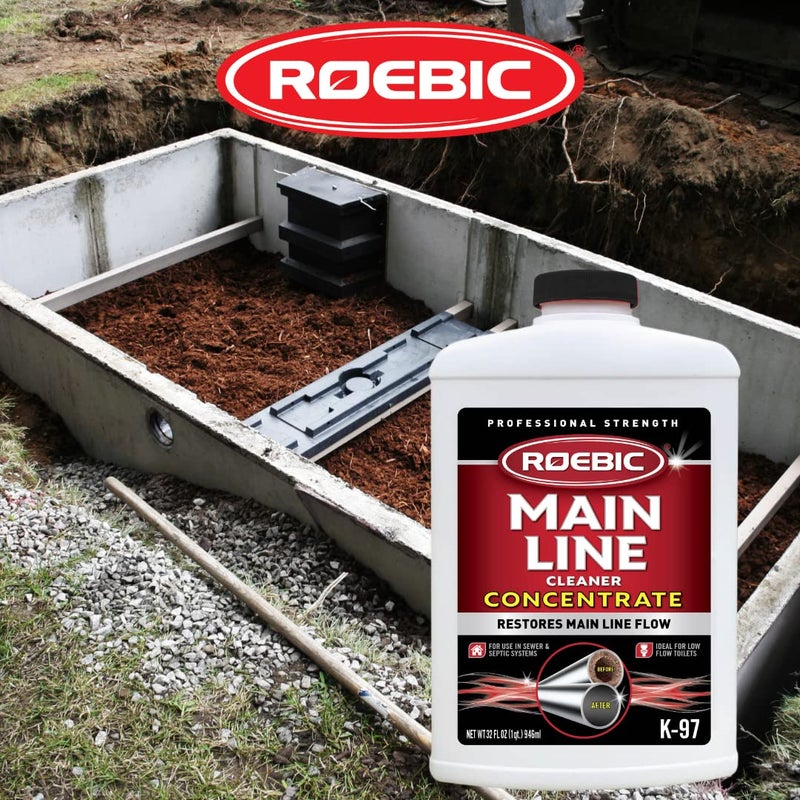 Roebic K-97 Main Line Cleaner: Exclusive Bacteria Digests Paper, Fats, and Grease in Sewer and Septic Systems - 32 Ounces, Liquid - Image 5