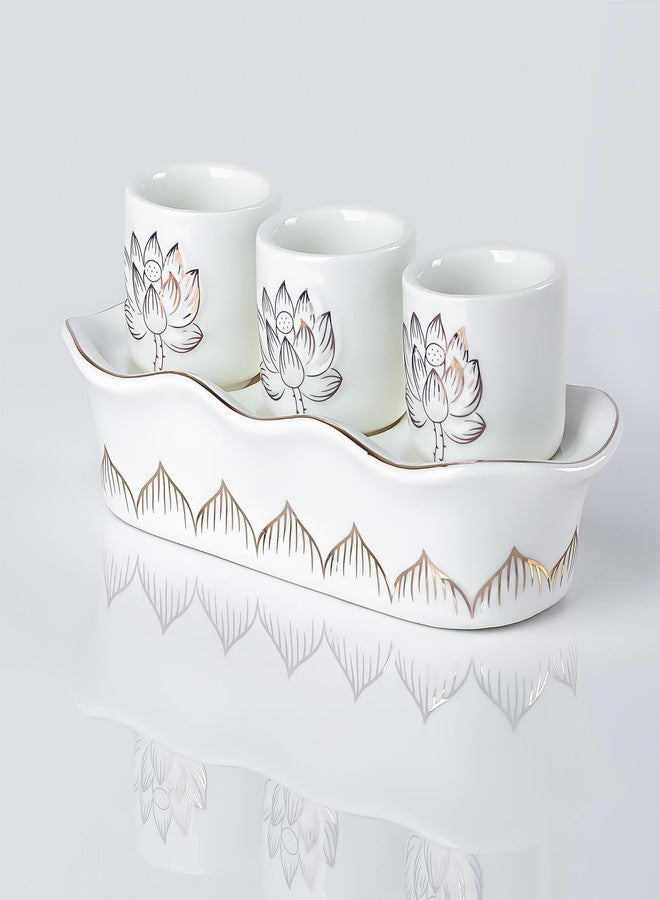 QINLANG White Buddhist 3 Altar Cups Set, Buddha Water Cup Set of 3, Ceramic Holy Water Offering Cups for Altar - Image 5