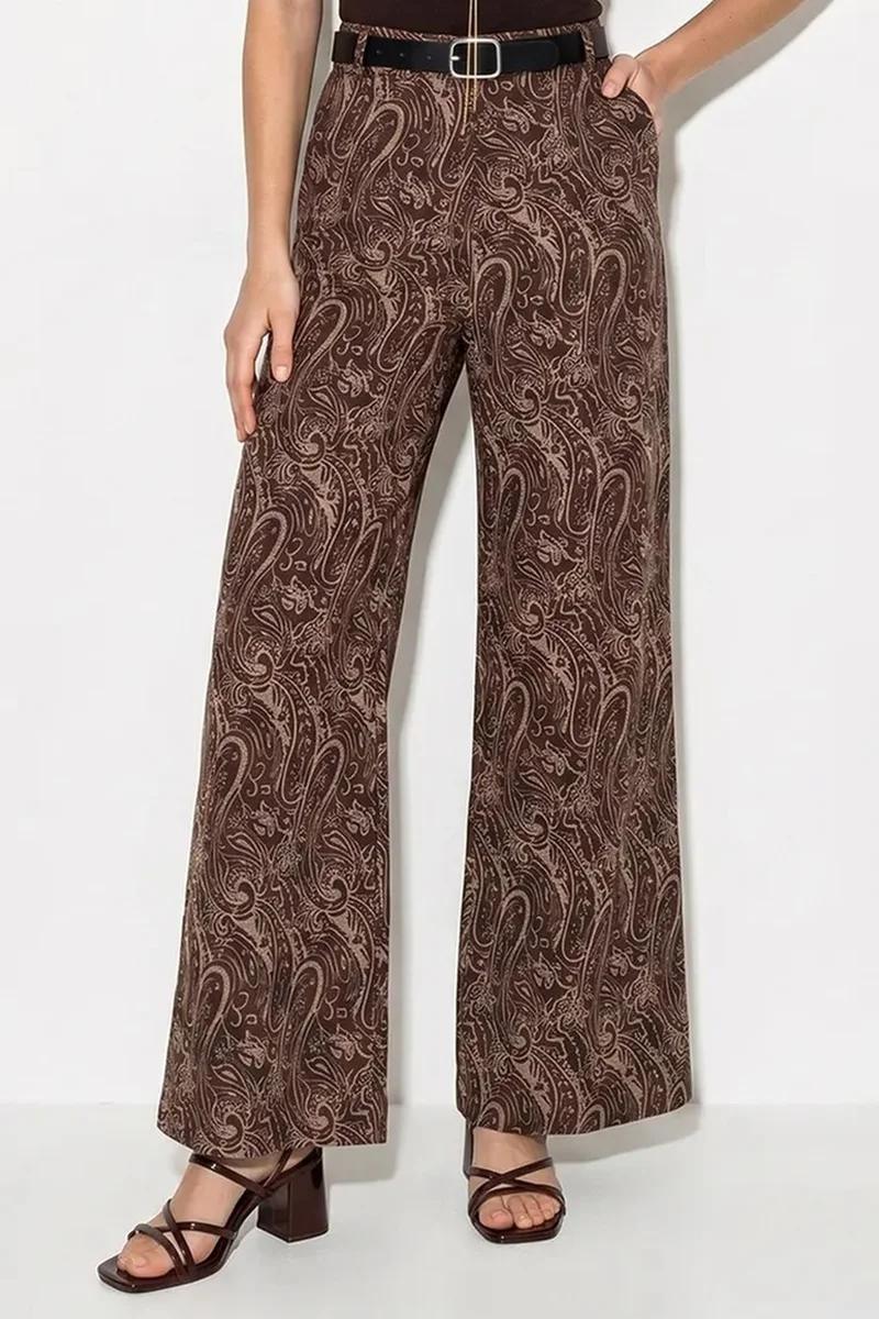 بيانكو لوتشي LUCCI Women's Belted Wide Leg Pants