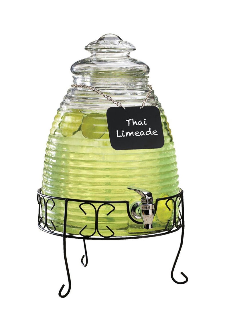 3-Piece Set Contemporary Design Glass Dispenser Carafe and Base Clear  - Image 1