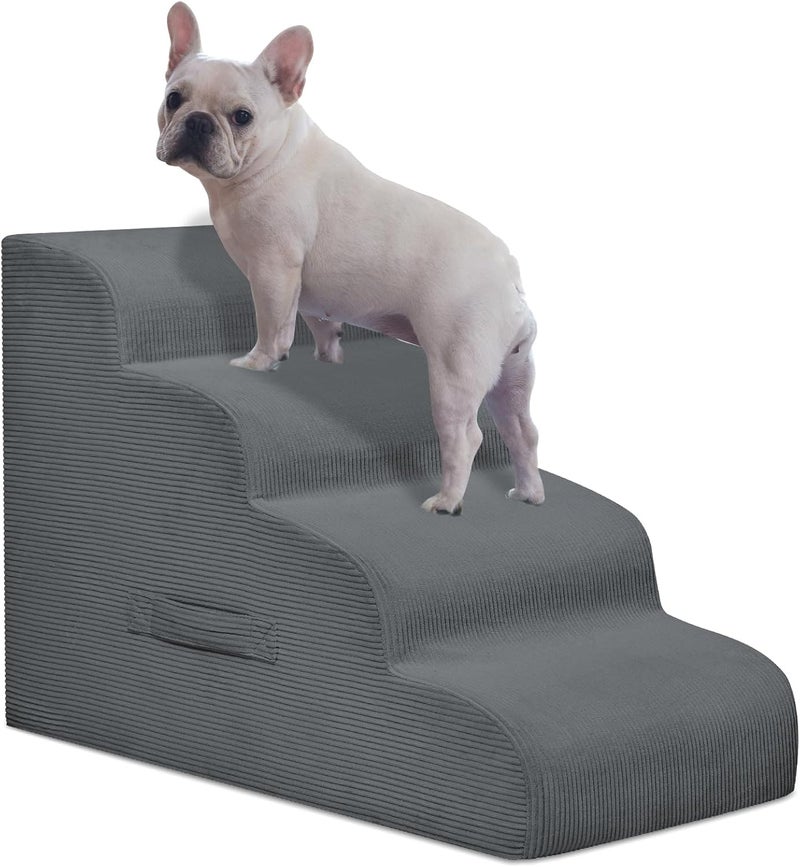 Mesa Lemon Dog Stairs & Steps for High Beds, 4 Steps High Density Foam Waterproof Dog Ramp for Small Dogs and Cats, Pet Stairs with Removable Washable Cover for Bed, Couch, Sofa and Car (H:20") - Image 1
