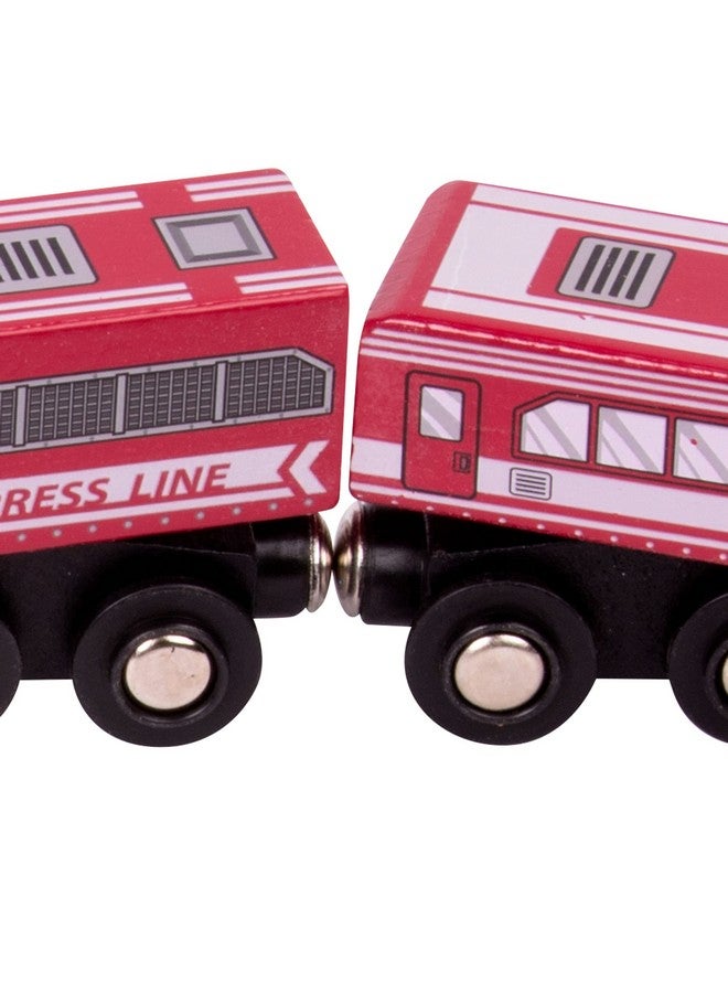 BATTAT Classic Trains 6Pc Wooden Railroad Set Magnetic Toy Trains Train Engines & Cars Wooden Passenger Trains 3 Years + - Image 5