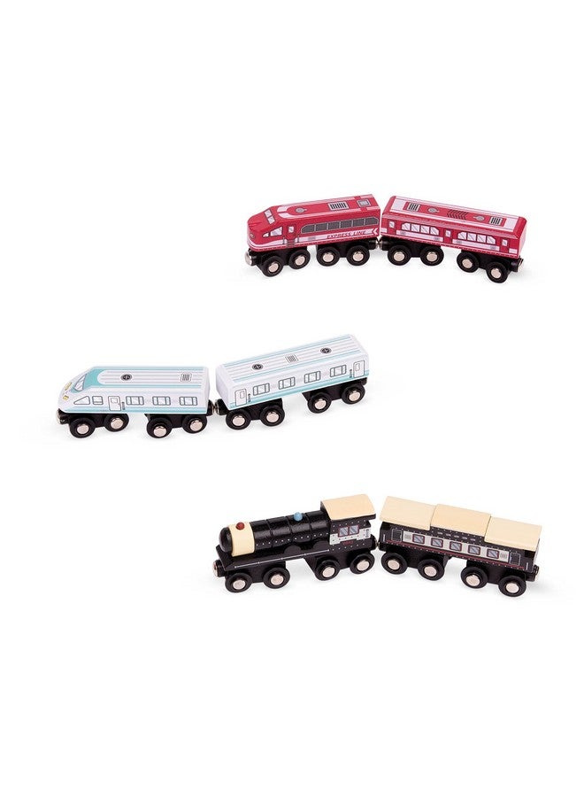 BATTAT Classic Trains 6Pc Wooden Railroad Set Magnetic Toy Trains Train Engines & Cars Wooden Passenger Trains 3 Years + - Image 3
