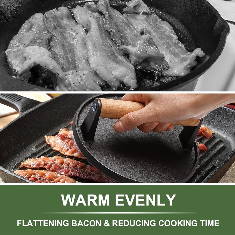 EWFEN Griddle Accessories for Blackstone, Commercial Grade 12 Inch Heavy Duty Round Melting Dome with 7" Round Cast Iron Grill Burger Bacon Press, Perfect for Blackstone Camp Chef Flat Top Griddle Grill - Image 2