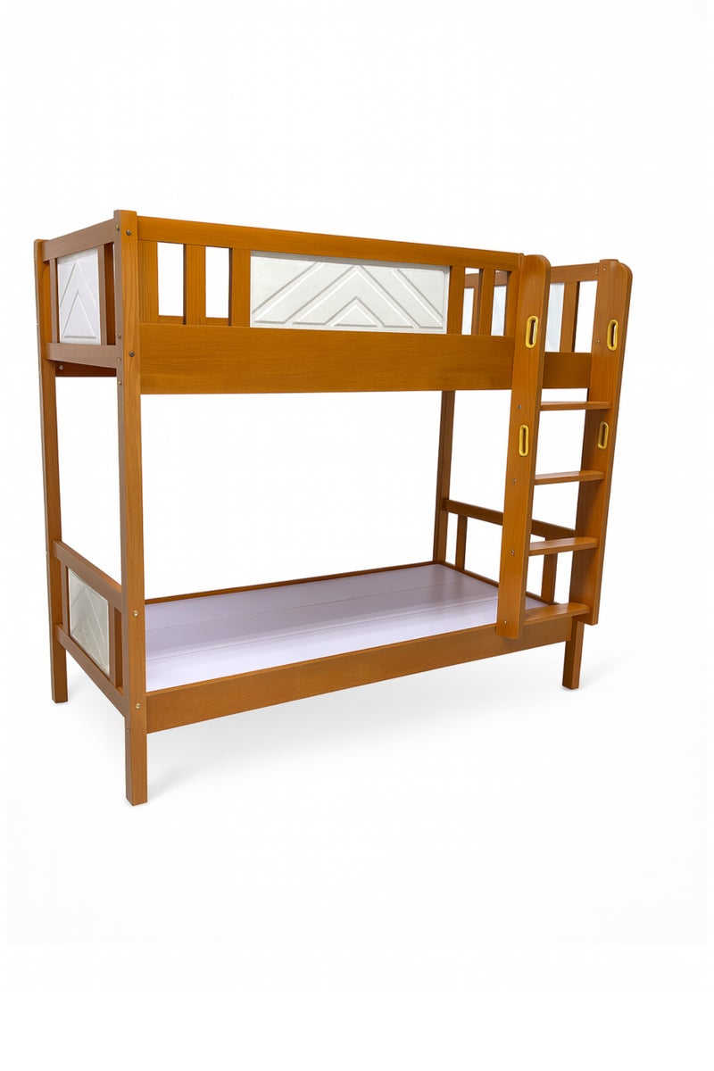 KARNAK Wooden Bunk Bed for Kids & Adults – Oak Finish, Durable Steel Frame, Safety Ladder – Space-Saving Twin Over Twin Bed - Image 2