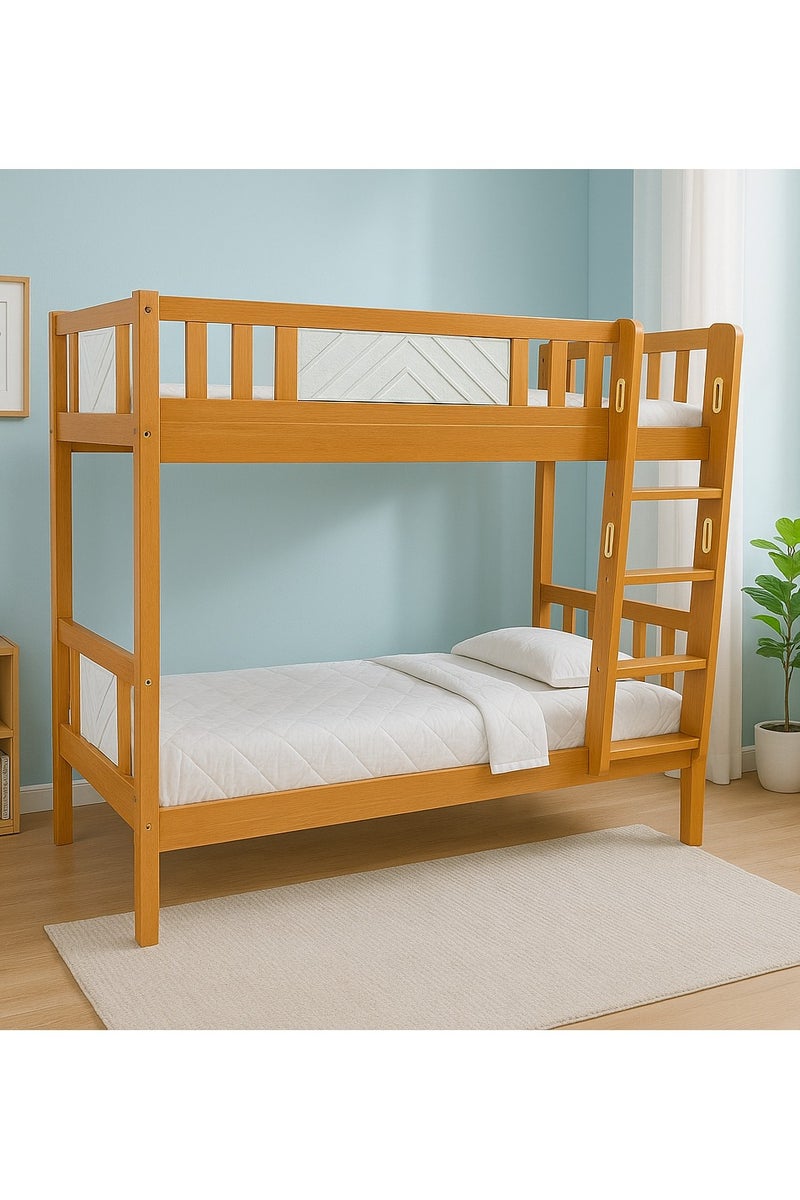 KARNAK Wooden Bunk Bed for Kids & Adults – Oak Finish, Durable Steel Frame, Safety Ladder – Space-Saving Twin Over Twin Bed - Image 3