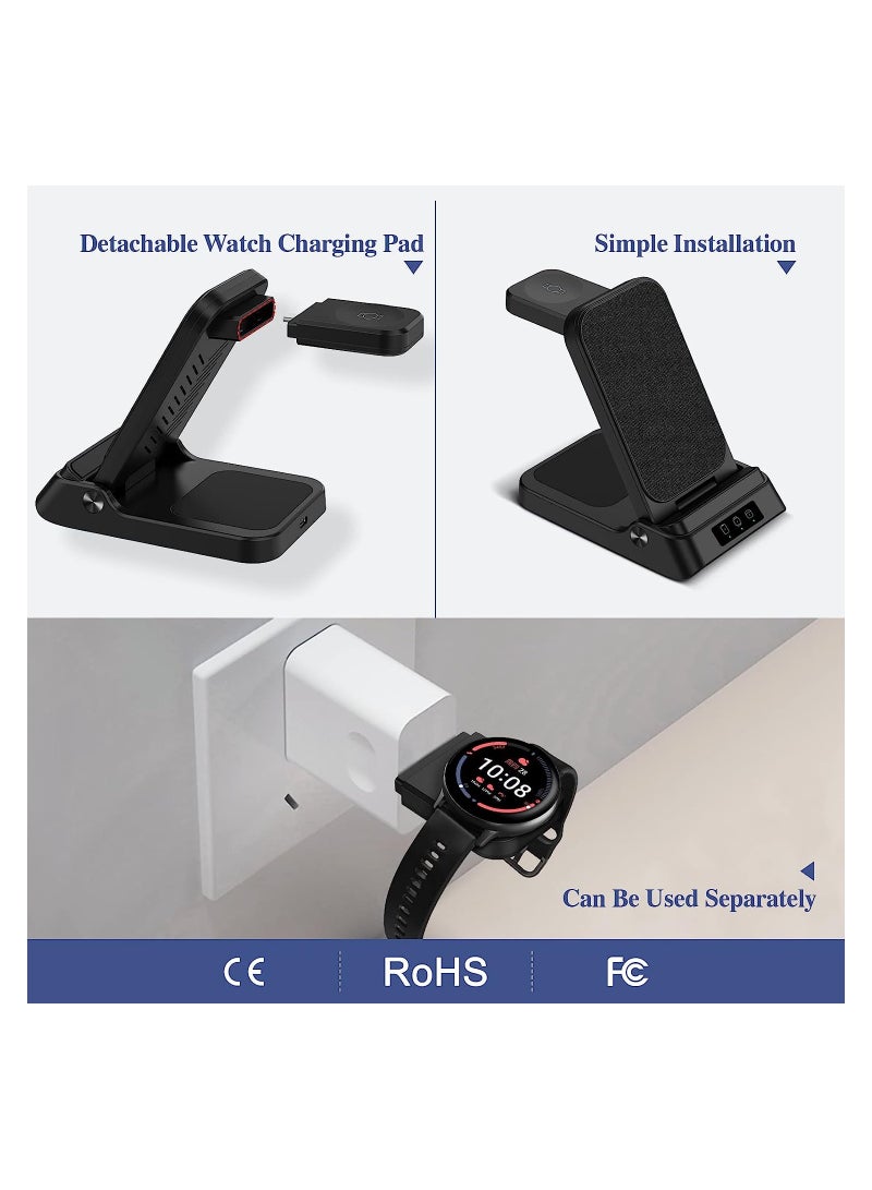 Barakah Samsung Wireless Charging Station, Foldable 3 in 1 Super Fast Charger Stand, Multiple Devices Charger for Samsung Galaxy S22/S22/S21/S20/S10, Watch 5/4/3, Galaxy Buds/Pro - Image 3