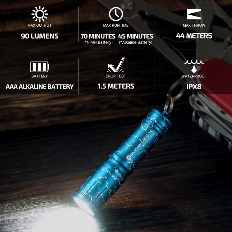 OLIGHT i3E EOS Pocket Torch - 90 Lumens EDC Flashlight, Compact Keychain LED Mini Torch (Astral Cobalt) - Image 2