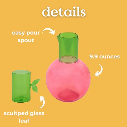 ban.do Cute Glass Carafe, Bedside Water Pitcher, Novelty/Unique/Fruit Pitcher and Cup, Cherry - Image 4
