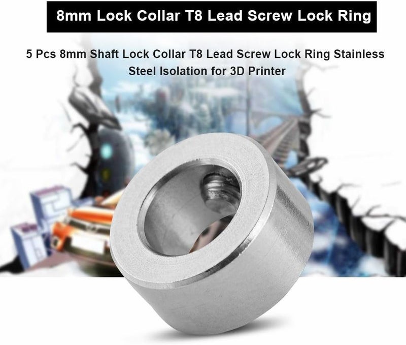 klarako 100% 5 Pcs 8mm Shaft Lock Collar T8 Lead Screw Lock Ring Stainless Steel Isolation for 3D Printer - Image 2
