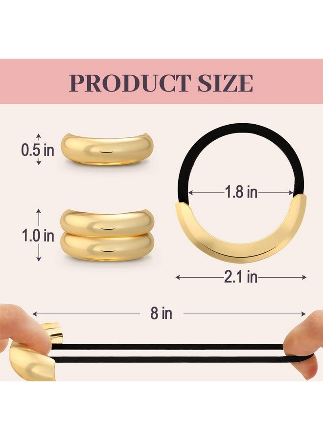 JIRIS 2PCS Metal Hair Tie For Women,Gold Hair Cuffs,Metal Geometric Gold Hair Ties, Hair Accessories Stretchy and Non-Damage Ponytail Holders,Metal Ponytail Cuff Hair Bands For Hair Styling (SET1) - Image 2