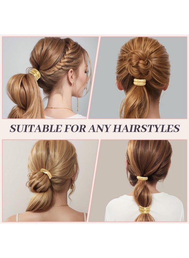 JIRIS 2PCS Metal Hair Tie For Women,Gold Hair Cuffs,Metal Geometric Gold Hair Ties, Hair Accessories Stretchy and Non-Damage Ponytail Holders,Metal Ponytail Cuff Hair Bands For Hair Styling (SET1) - Image 4