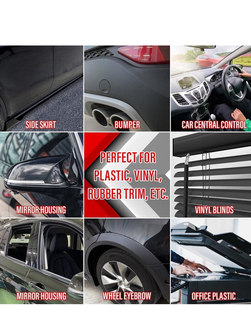 3PCS Q&V Plastics Restorer Spray 250ML Nano Technology Plastic Polish Restorer Car Interior Exterior Trim Restorer Dashboard Polish Rubber Vinyl Shine UV Protection Instant Black Gloss Finish Model QV5-112 - Image 4