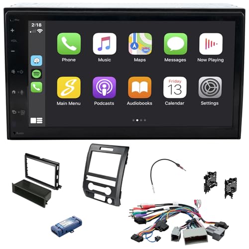 STINGER 6.8" F-150 (2009-2014) Double Din Car Stereo w/Dash Kit, Touchscreen Radio, Antenna Adapter, Certified Wireless Apple CarPlay/Android Auto, Bluetooth, Camera Input, Steering Wheel Controls - Image 2