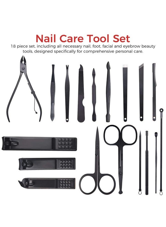 maycreate Manicure Set For Women Men Stainless Steel Professional Pedicure Kit Nail Clipper For Manicure Kit & Eyebrow Grooming Kit Nail Care Tool Kit With Storage Case 18Pcs - Image 3