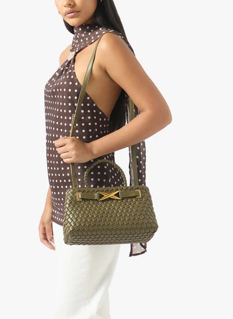 Jw Pei Dark olive Elora Woven Mini Bag for Women | Best Price UAE