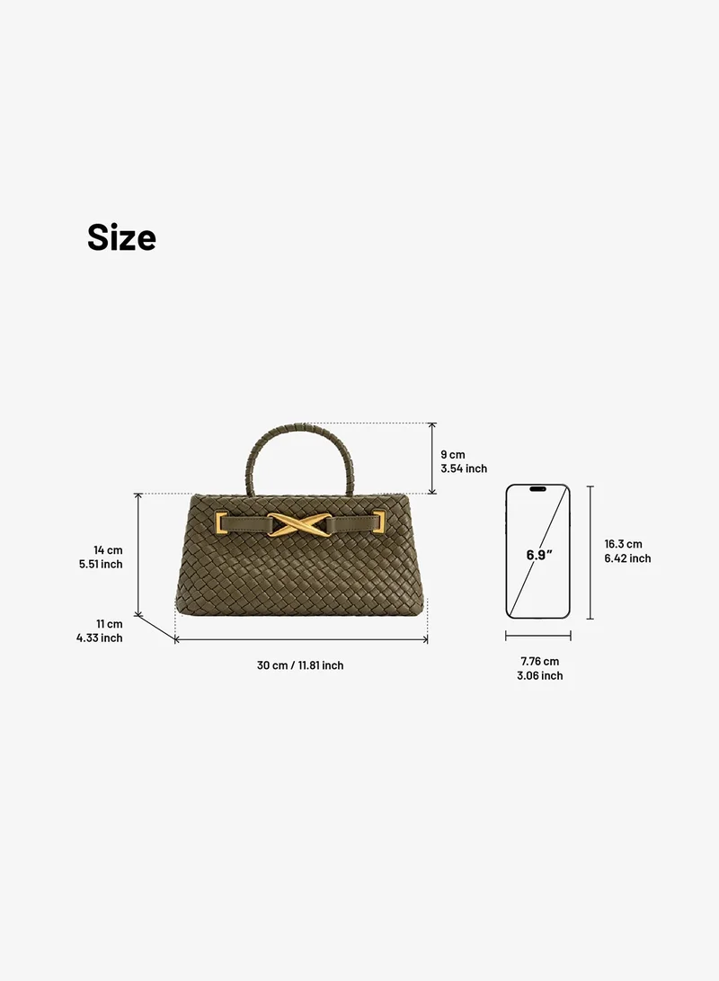 Jw Pei Dark olive Elora Woven Mini Bag for Women | Best Price UAE