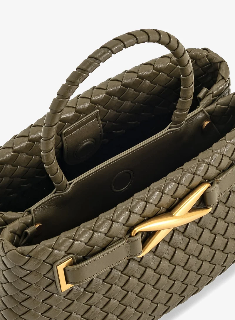 Jw Pei Dark olive Elora Woven Mini Bag for Women | Best Price UAE