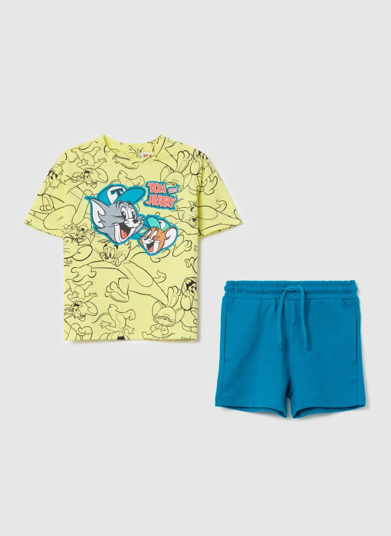 Ovs Cotton Jogging Set With Tom & Jerry Print