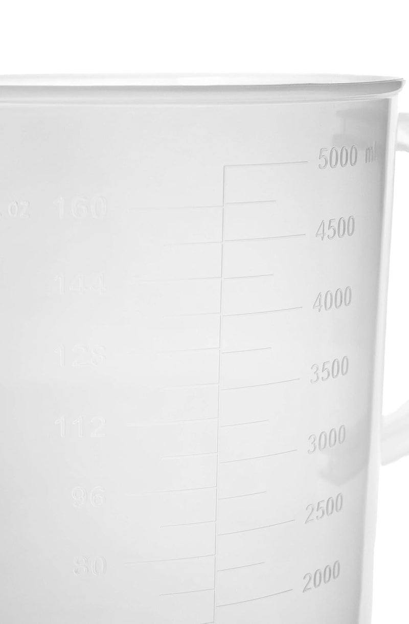 Salco Salco Measuring Jug 5000mL 5 Liter Short Form Polypropylene Plastic Molded Graduations Chemical Resistant Autoclavable Handle for Convenient Lifting Pitcher Large Measuring Cup 1  - Image 3