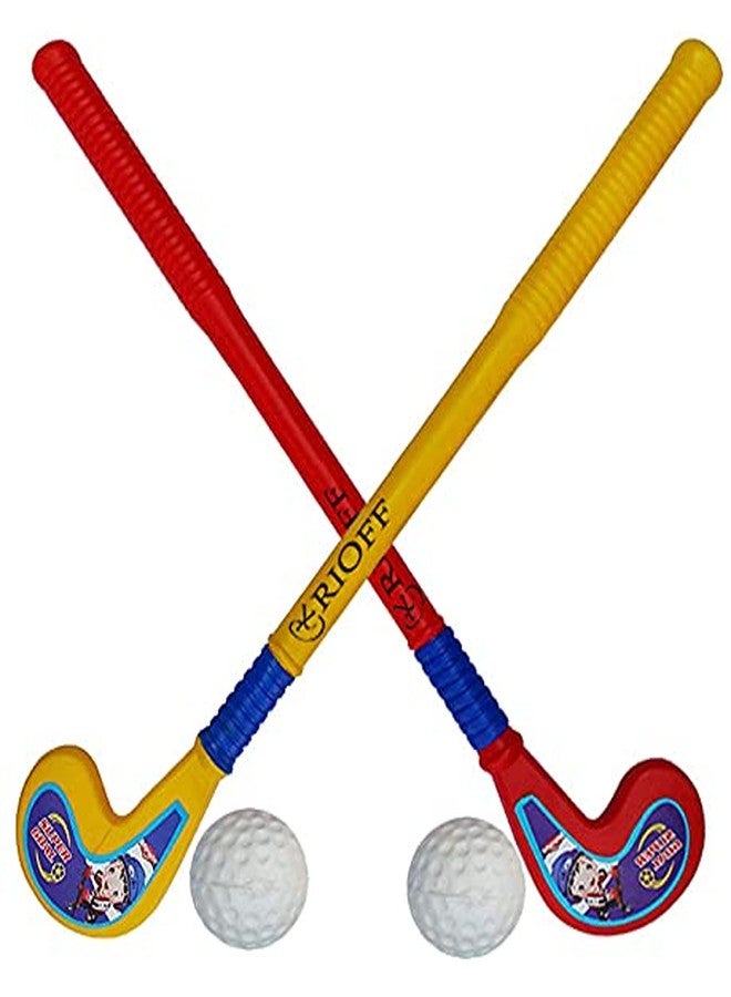 Rioff® Plastic Hockey Stick for Kids 2 Hockey 2 Ball Boy and Girl Set of 2 - Image 2