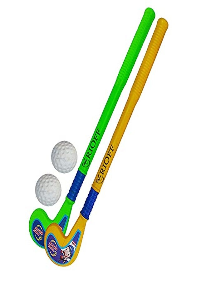 Rioff® Plastic Hockey Stick for Kids 2 Hockey 2 Ball Boy and Girl Set of 2 - Image 4
