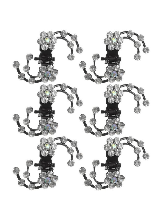 KALLORY Allory 6Pcs Vintage Flower Hair Claw Clips Rhinestone Hair Jaw Clips Mini Hair Clamps For Bride Bridesmaids (White) - Image 1