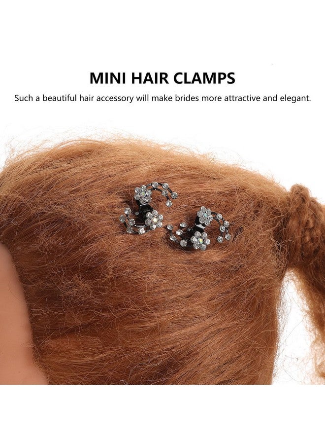 KALLORY Allory 6Pcs Vintage Flower Hair Claw Clips Rhinestone Hair Jaw Clips Mini Hair Clamps For Bride Bridesmaids (White) - Image 5