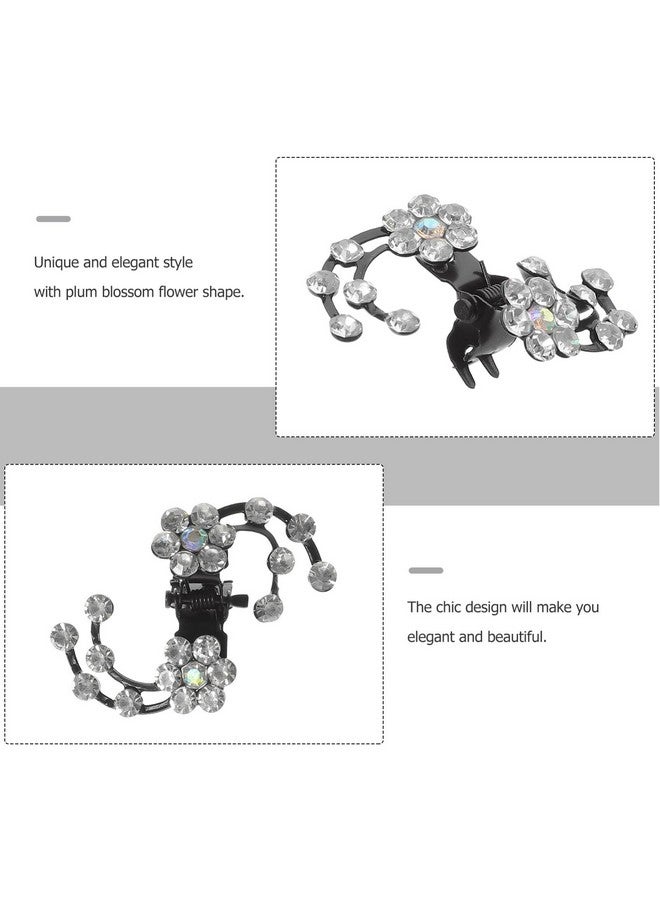 KALLORY Allory 6Pcs Vintage Flower Hair Claw Clips Rhinestone Hair Jaw Clips Mini Hair Clamps For Bride Bridesmaids (White) - Image 3