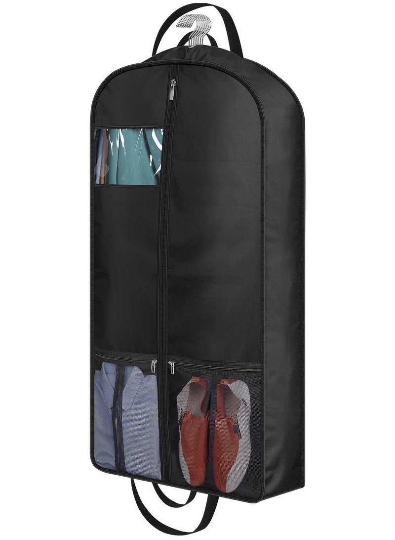 TDAO 4-hand hanging garment bag, heavy-duty travel clothing bag, garment cover with transparent window, EVA outer bag, closet and travel dust cover. Equipped with a padded suit bag for use in wardrobes, with pockets. Suit set for shirts, coats, and dresses. Garment bag. Super-thick suit and formal wear set for hanging. Environment-friendly breathable suit bag. Garment cover. Storage-use garment cover. Suit, shirt, T-shirt, and jacket. Suitable for both adults and children. - Image 1