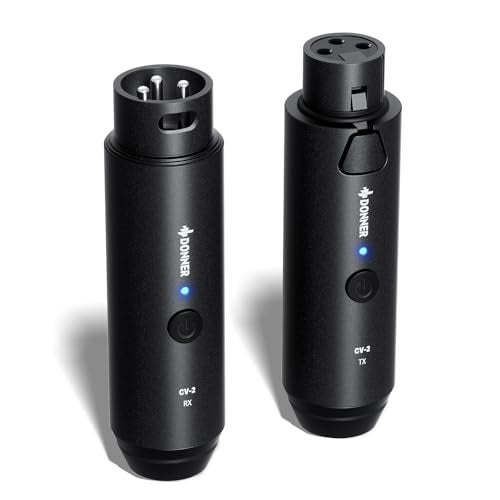 Donner Wireless XLR Microphone Transmitter Receiver, 2.4GHz Plug-on Wireless Mic Adapter with 24-bit/192kHz High-Resolution for Dynamic Microphones, Audio Mixer, PA System, Camera (CV-2) - Image 1