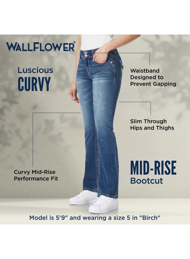 Wallflower Women's InstaStretch Bling Luscious Curvy Bootcut Jeans, Ellery, 5 - Image 4